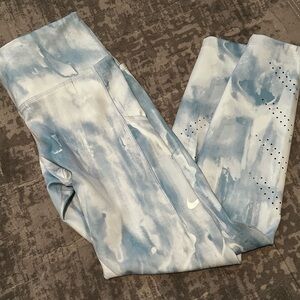 Nike Sky Blue and White Running Leggings